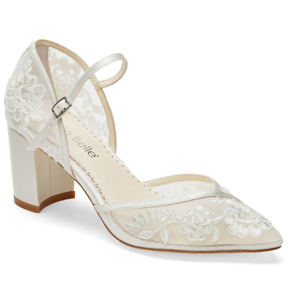 Bella Belle Chelsea Lace Ivory Block Heel Wedding Shoes